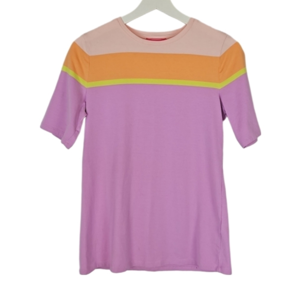 Colorblock Tee Tshirt Issac Mizrahi Lavender Purple Orange Pink Multicolor XS